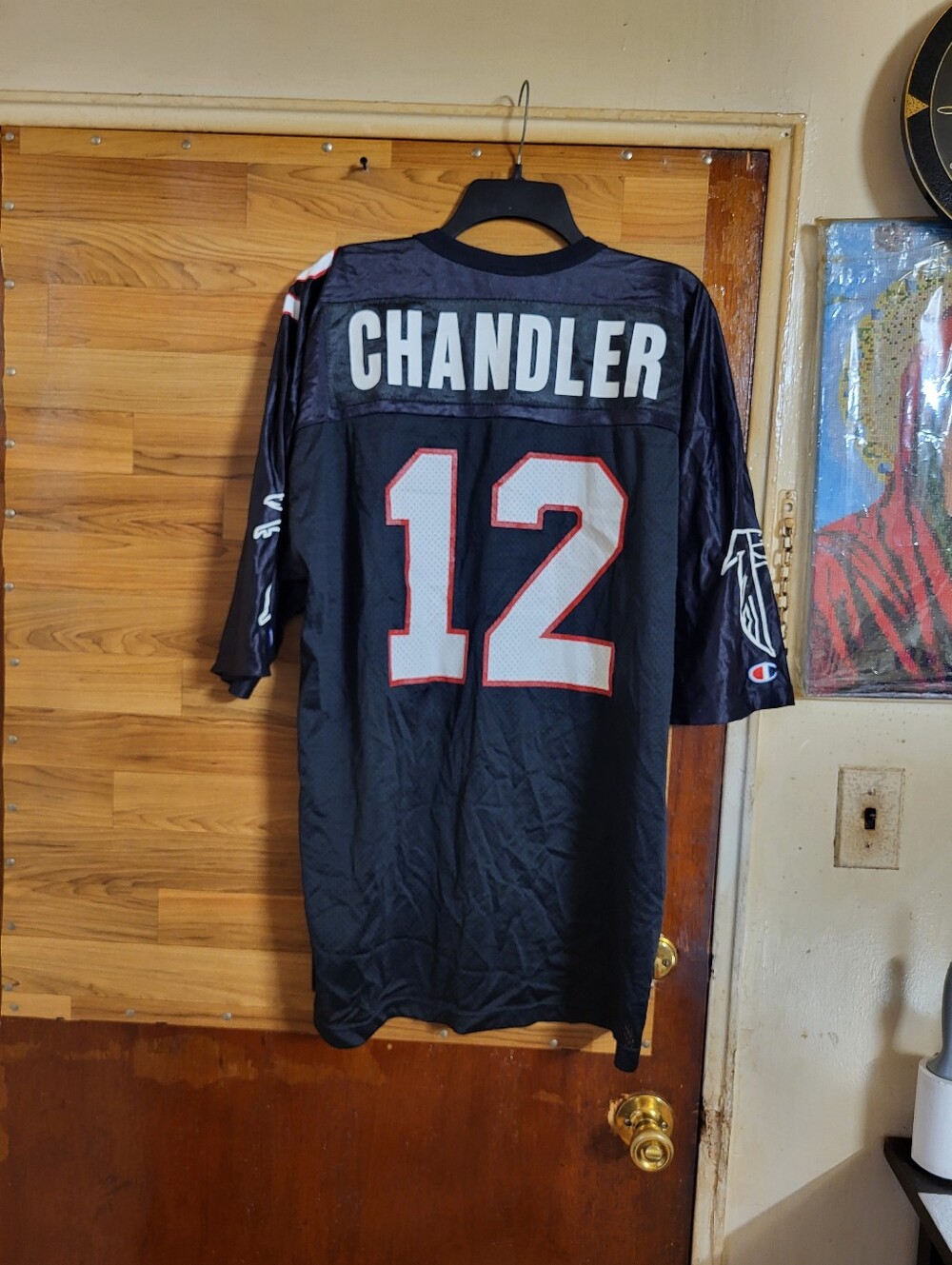 Champion NFL #12 Chris Chandler Atlanta Falcons Jersey Size 48 Men's Black